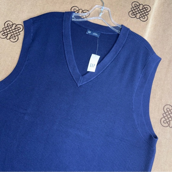 Gap NWT! Men'S Textured Sweater Vest In Navy Blue Size L - Picture 6 of 14